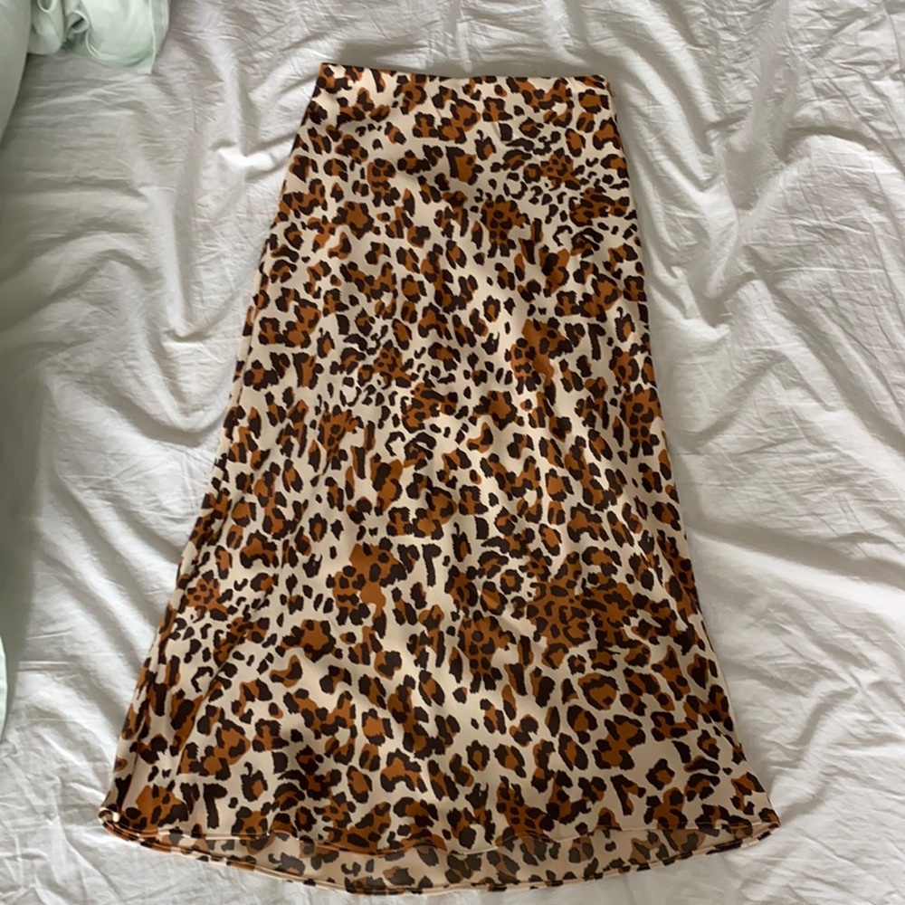 Babaton Leopard Print Slip Skirt